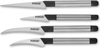 Set cutite carving curbate PIRGE pentru decorat si decojit fructe 4 bucati otel inoxidabil 