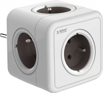 Priza PowerCube Savio PC-01 5 prize protectie copii ignifug alb 