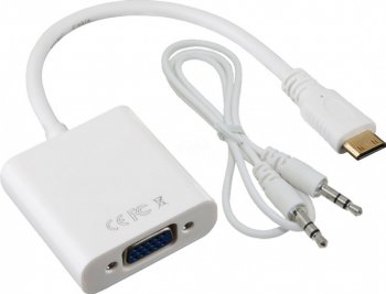 Adaptor mini HDMI - VGA mufe aurite cablu audio inclus 