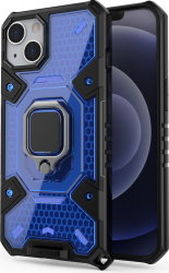 Husa de protectie Honeycomb Armor pentru iPhone 13 inel metalic magnet auto Negru Albastru KOF-SHO3392 