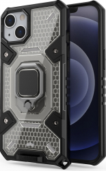 Husa de protectie Honeycomb Armor pentru iPhone 13 Pro inel metalic magnet auto Negru Gri KOF-SHO3390 