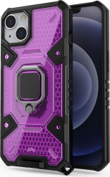 Husa de protectie Honeycomb Armor pentru iPhone 13 Pro Max inel metalic magnet auto Negru Violet KOF-SHO3388 