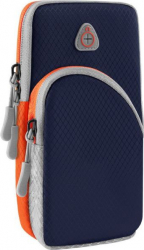Husa armband sport pentru telefon 7.5 inch depozitare chei si casti Bleumarin-portocaliu CRB-SHO3497 