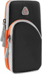 Husa armband sport pentru telefon 7.5 inch depozitare chei si casti Negru- portocaliu CRB-SHO3498 