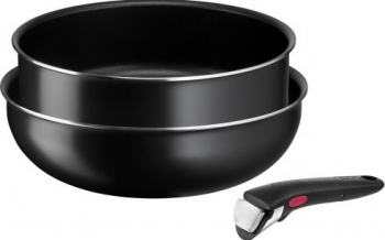 Set 3 piese Tefal Easy Cook & Clean, wok 26 cm, cratita 24 cm, maner