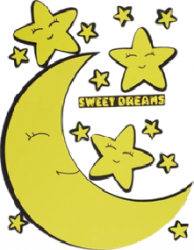 Set decoratiune de perete pentru camera copilului model Sweet Dreams Luna si Stele 15 figurine Galben Negru JMB-BBL3281