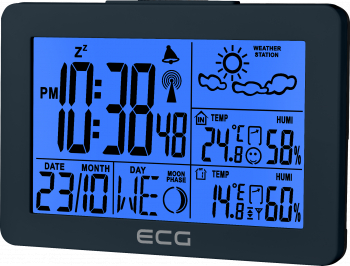 Statie meteo interior-exterior ECG MS 200 Grey senzor extern fara fir LCD ceas alarma 