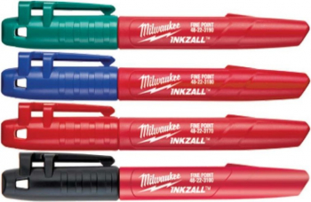 Set 4 markere Milwaukee Inkzall negre cu varf subtire 