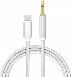 Cablu audio cu mufa Type-C la Jack 3.5 mm 1 metru Argintiu AXT-SHO3592 
