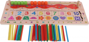 Jucarie educativa din lemn multicolora cu numere si operatiuni 