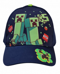 Sapca copii Minecraft Creeper TNT LOGO Mojang 7 ani + Albastru inchis/Rosu