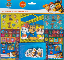 Set de autocolante PAW PATROL cu sclipici 3D fosforescente hartie 500 bucati Multicolor JMB-BBL3455 