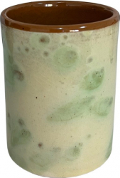 Pahar din ceramica handmade diametru 6 cm x inaltime 9 cm 200 ml Alb-Verde LVD-BBL3518 