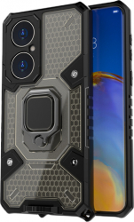 Husa de protectie cu inel pentru Huawei P50 Pro Honeycomb Armor Negru Transparent KOF-SHO3661 