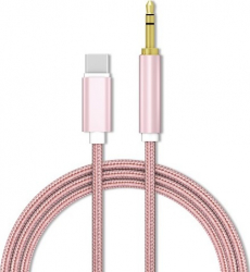 Cablu audio cu mufa Type-C la Jack 3.5 mm 1 metru Roz AXT-BBL3590 
