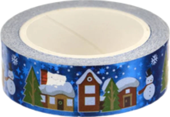 Rola decorativa tip sticker cu design holografic de iarna 15mmx5m Albastru JMB-SHO3720 