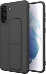 Husa de protectie cu stand metalic magnetic pentru Samsung Galaxy S21 silicon Negru CRB-SHO3816 