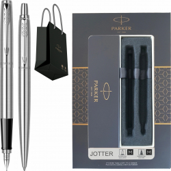 Set Stilou Pix Personalizat prin Gravura Laser Parker Jotter Royal Stainless Steel CT in punga Parker 