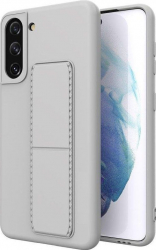 Husa de protectie cu stand metalic magnetic pentru Samsung Galaxy S21 silicon Gri CRB-SHO3836 