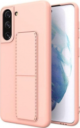 Husa de protectie cu stand metalic magnetic pentru Samsung Galaxy S21 silicon Roz CRB-SHO3837 