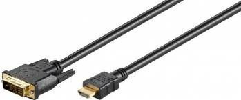 Cablu HDMI tata la DVI tata ecranat 2m contacte aurite 