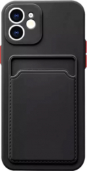 Husa pentru iPhone 12 Pro din silicon dur cu buzunar pentru carduri Negru 