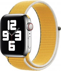 Curea pentru Apple Watch 38-40-41mm Bibilel Textil Galben cu margini multicolore 