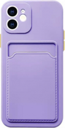 Husa pentru iPhone 12 Pro din silicon buzunar pentru carduri Lila 