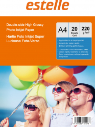 Hartie A4 lucioasa fata-verso 220g/mp pachet 20 coli 