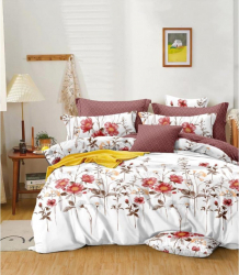 Lenjerie de pat pentru 2 persoane 6 piese finet F026 Alb/Mov 