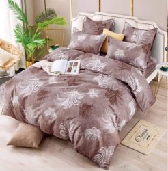 Lenjerie de pat pentru 2 persoane 6 piese finet F033 Maro 