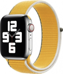 Curea pentru Apple Watch 42-44-45mm din textil Galben cu margini multicolore 