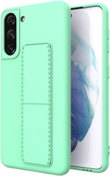 Husa de protectie cu stand metalic magnetic pentru Samsung Galaxy S21 silicon Verde menta CRB-BBL3784 
