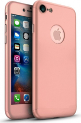 Husa Full Cover 360 and deg fata + spate + geam sticla IPAKY pentru Apple iPhone 6 Plus / 6S Plus rose gold 