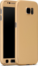 Husa Full Cover 360 and deg fata + spate pentru Samsung Galaxy S7 Edge auriu 