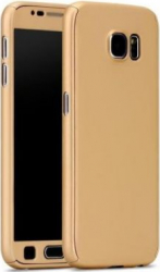 Husa Full cover 360 and deg fata + spate + sticla pentru Samsung Galaxy J5 2017 / J530 aurie 