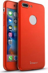Husa FullBody MyStyle iPaky Original Red pentru Apple iPhone 7 Plus acoperire completa 360 grade cu folie de protectie gratis 
