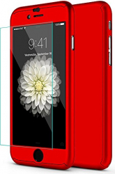Husa MyStyle 360 grade fata-spate Rosu pentru iPhone 7 Plus cu folie de protectie inclusa 