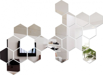 Set Oglinzi Decorative Acrilice Design Hexagon Silver XXL Size - MyStyle and reg Luxury Home 6 bucatI 