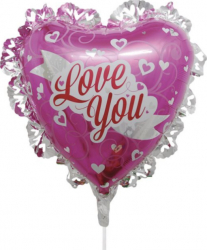Baloane in forma inima Love You dimensiune 25cm Roz 