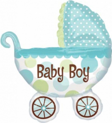 Balon folie pentru petreceri carucior Baby Boy multicolor 80 cm doty 