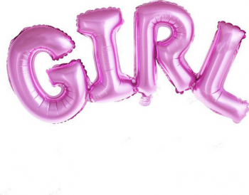 Balon litere Girl dimensiune 90 x 35 cm roz doty
