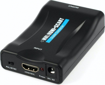 Convertor semnal video HDMI la SCART cu cablu USB la 2.1 DC Negru AXT-BBL3835 
