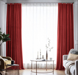 Draperie din catifea blackout cu rejansa din bumbac tip fagure Madison 200x215 cm densitate 700 g/ml Dark Scarlet 1 buc 