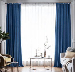 Draperie din catifea blackout cu rejansa din bumbac tip fagure Madison 200x220 cm densitate 700 g/ml Dark Cerulean 1 buc 