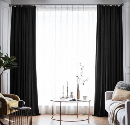 Draperie din catifea blackout cu rejansa din bumbac tip fagure Madison 150x220 cm densitate 700 g/ml Deep Black 1 buc 
