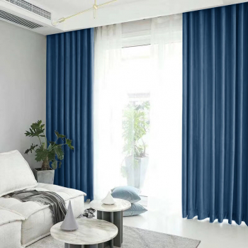Draperie din catifea blackout cu rejansa transparenta cu ate pentru galerie Madison 150x210 cm densitate 700 g/ml Dark Cerulean 1 buc 