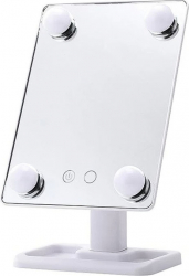 Oglinda cosmetica BeautyON Mirror rotatie 360 cu LED USB inclus 25x18 cm tavita inclusa alb Doty