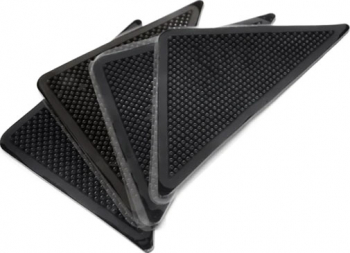 Set 4 benzi adezive anti alunecare Slippery Rugs pentru covoare usor de utilizat forma triunghiulara 17 x 10 cm practice negru doty 