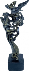 Statueta Kindness in chip de femeie atentie la detalii creata manual din rasina negru accente aurii 39 cm Doty 
